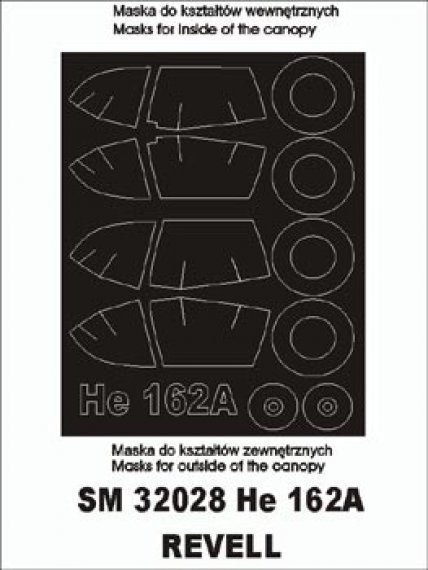 1/32 Heinkel He-162 interior and exterior canopy masks