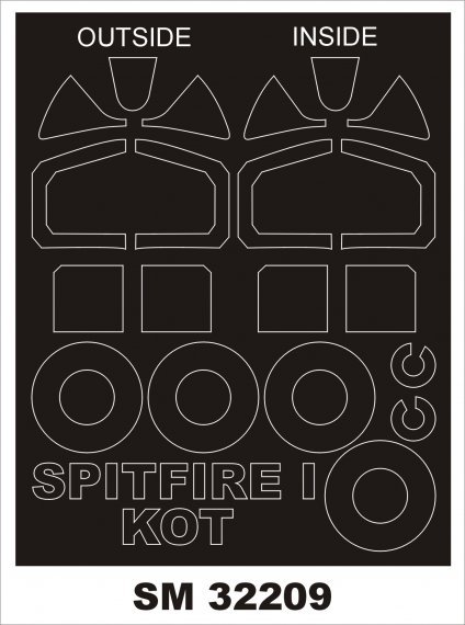 1/32 Supermarine Spitfire Mk.Ia Mid 2 canopy masks