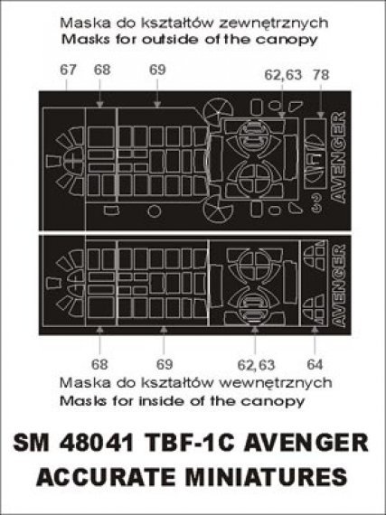 Montex Lackiermasken TBF-1C Avenger 1/48
