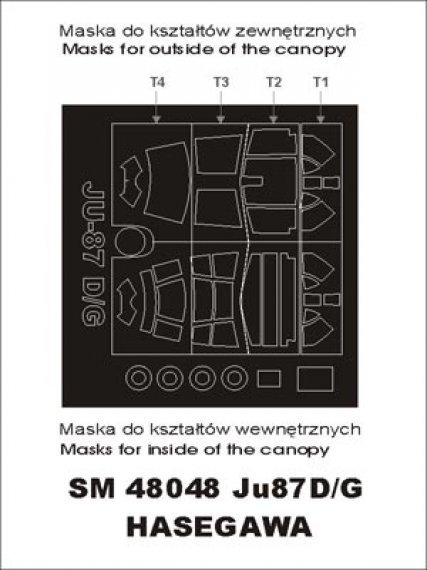 Ju-87D/G Stuka Canopy Frame Paint Masks 1/48 Hasegawa