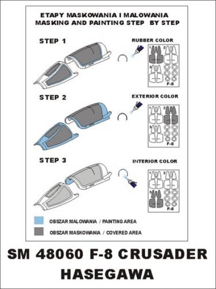 F-8E Crusader Canopy Frame Paint Masks 1/48 Montex