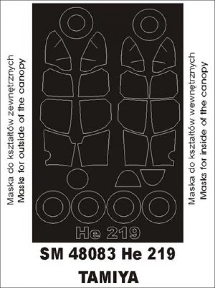 Canopy Paint Masks He-219A-7 Uhu 1/48 Tamiya