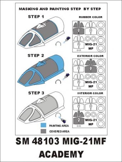 MiG-21MF Canopy Paint Masks 1/48 Montex Academy Compatible