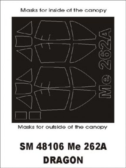 Maschere Montex Me-262A 1/48 Cornice Cabina Dragon Drami