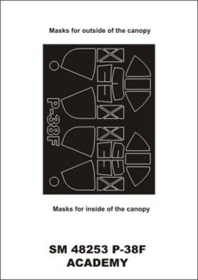 Montex Maschere Canopy P-38F 1/48 Academy Interno Esterno