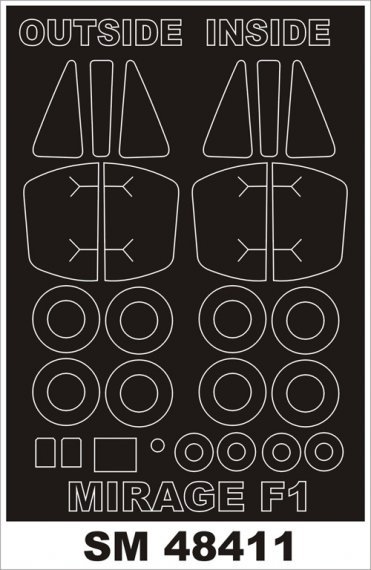 1/48 Dassault Mirage F.1CT/CR Canopy masks (for Kitty Hawk)