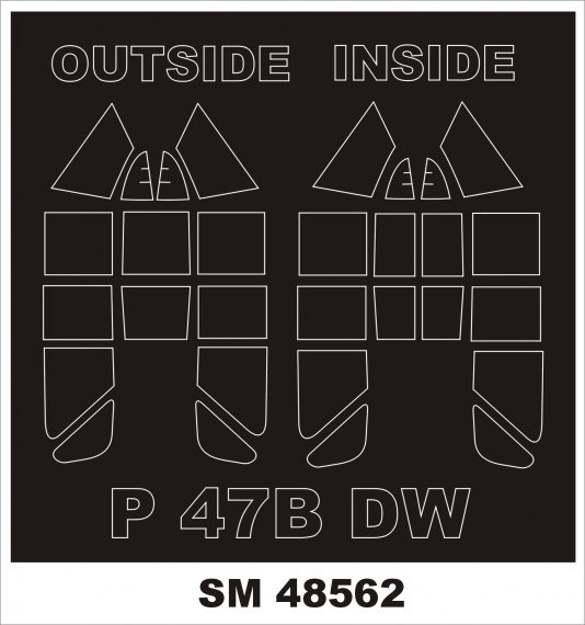 1/48 P-47B Thunderbolt canopy frame paint mask for Dora Wings