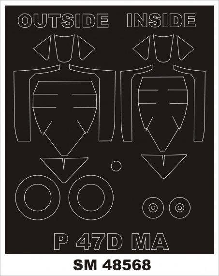 1/48 Republic P-47D Thunderbolt Bubbletop wheels and canopy mask