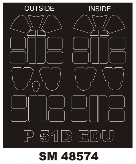 1/48 North-American P-51B Mustang mask for Eduard