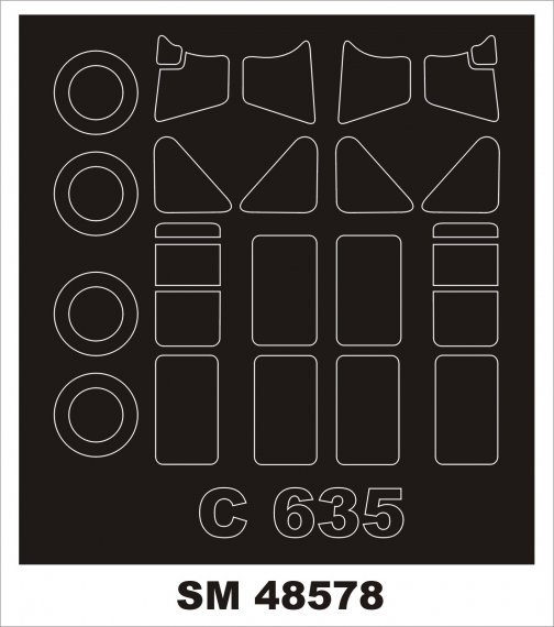 1/48 Caudron C.635 wheels and canopy frame paint mask