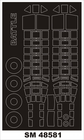 1/48 Fairey Battle for Trumpeter canopy frame paint mask