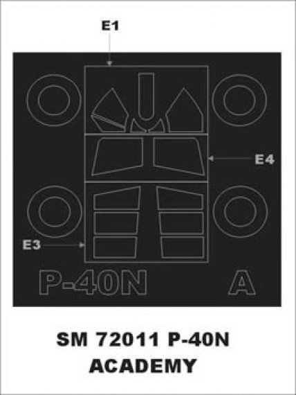 Montex 1/72 Canopy Frame Paint Mask P-40N Warhawk Academy