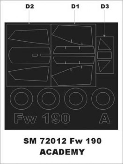 Maschera vernice canopy Fw-190 1/72 Academy Montex