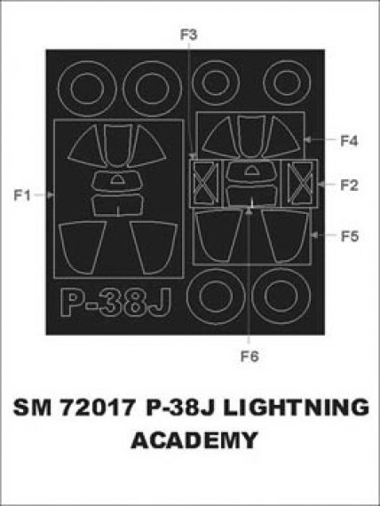 Montex 1/72 P-38J Lightning Maschera Telai Canopia