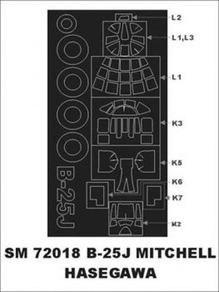Montex 1/72 Flugzeugglas Maskiermaske B-25J Mitchell