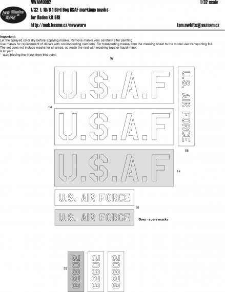 1/32 Mask L-19/O-1 Bird Dog USAF markings