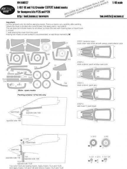 1/48 Vought F-8E and F-8J Crusader EXPERT kabuki masks aircraft