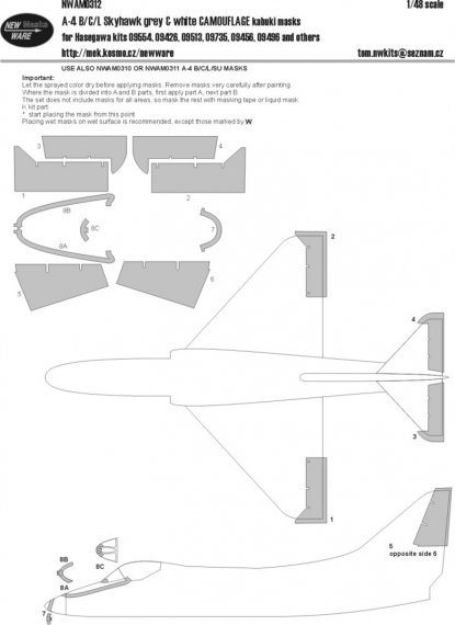 1/48 Mask A-4 B/C/L/SU Skyhawk grey & white CAMOUFL.