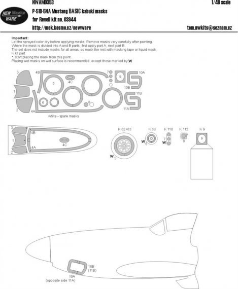 1/48 Mask P-51D-5NA Mustang BASIC masks