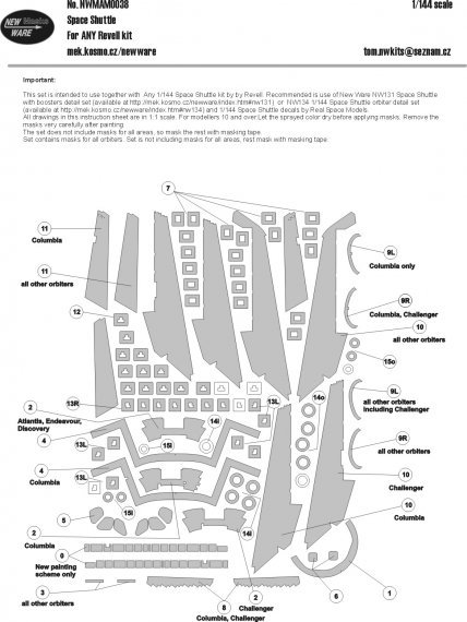1/144 Mask Space Shuttle