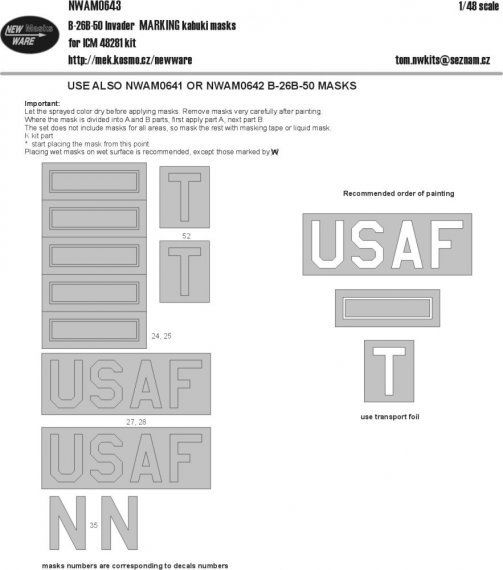1/48 Mask B-26B-50 Invader MARKING
