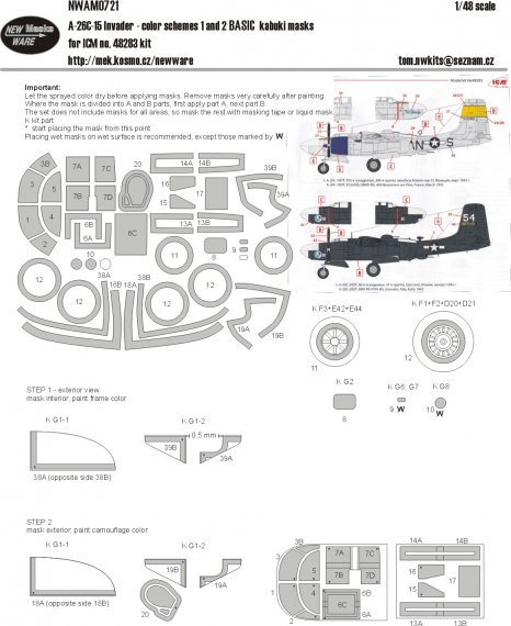 1/48 Mask A-26C-15 colour schemes 1,2 BASIC