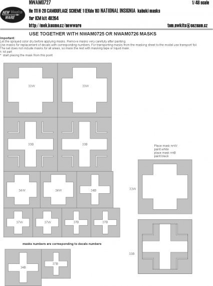1/48 Mask He 111 H-20 NAT.INSIGNIA Pt.1
