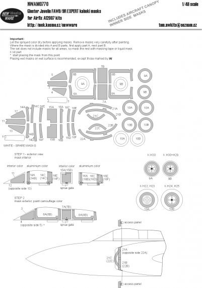 1/48 Mask Gloster Javelin FAW9/9R EXPERT