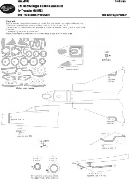 1/48 Mask for Mikoyan MiG-23M Flogger-B BASIC