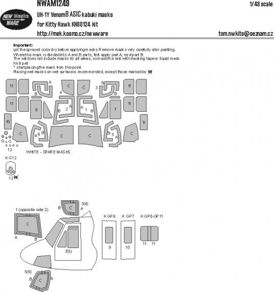 1/48 Mask UH-1Y Venom BASIC Kitty Hawk