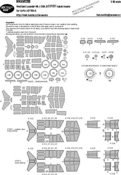 1/48 Mask Westland Lysander Mk.I/III EXPERT for Airfix