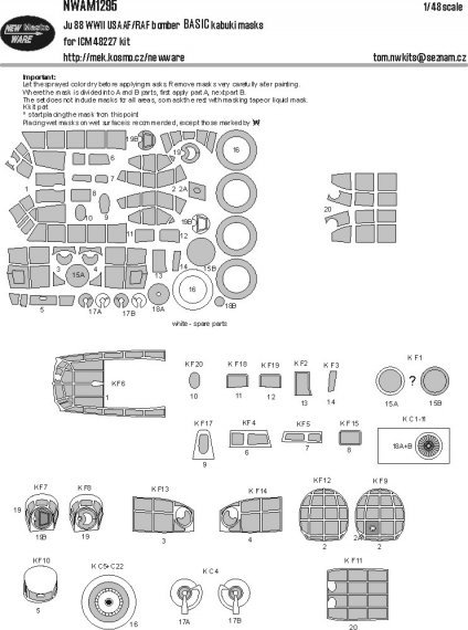 1/48 Mask Ju 88 USAAF/RAF bomber BASIC for ICM