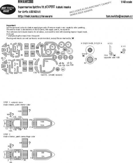 1/48 Mask Supermarine Spitfire TR.9 EXPERT for Airfix