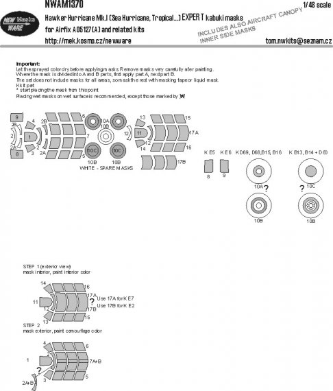 1/48 Mask Hawker Hurricane Mk.I EXPERT for Airfix
