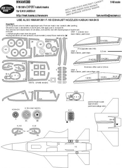 NEW WARE Masques F-16I Sufa Expert 1/48 pour GWH L4835