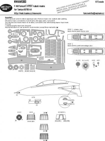New Ware Masques F-14D Tomcat EXPERT 1/72 Tamiya 60795