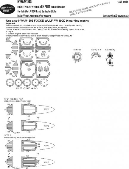 New Ware Masques FW 190D-9 EXPERT 1/48 pour Miniart