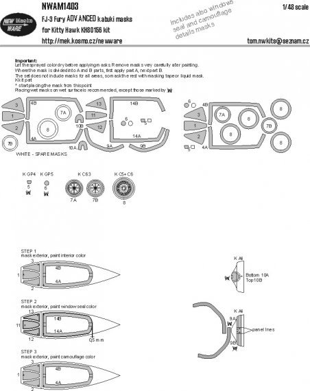 New Ware Maschere FJ-3 Fury Advanced 1/48 Kitty Hawk