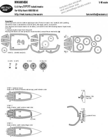 New Ware Mask FJ-3 Fury EXPERT 1/48 Kitty Hawk