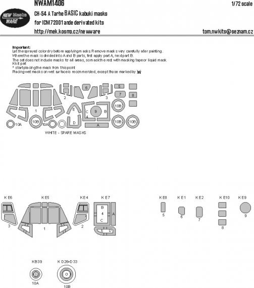 NEW WARE Masks CH-54A Tarhe BASIC 1/72 for ICM 72001