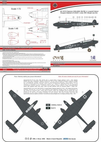 1/48 Messerschmitt Bf-110D G9+FM Spanner Anlage