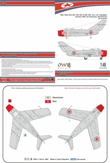 1/48 Mikoyan MiG-15 Korean fighter 196. Iak Red 325