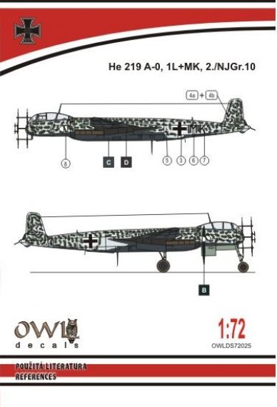 1/72 He 219 A-0, 1L+MK, 2./NJG10 (decal)