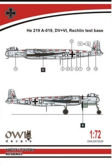 1/72 He 219 A-019, Rechlin test base (decal)