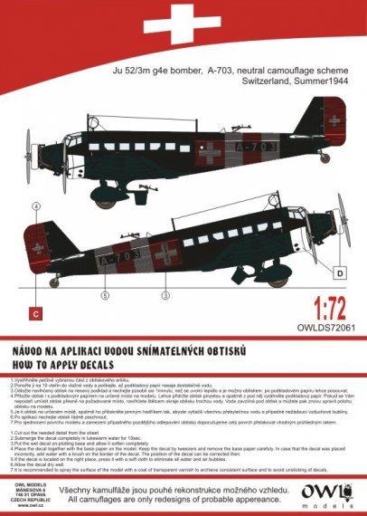 1/72 Junkers Ju-52/3m bomber Switzerland