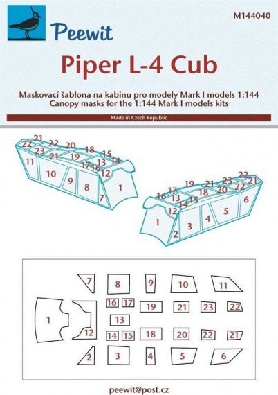 1/144 Canopy mask Piper L-4 Cub