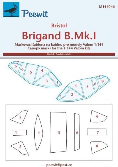 1/144 Canopy mask Brigand B.Mk.I for Valom