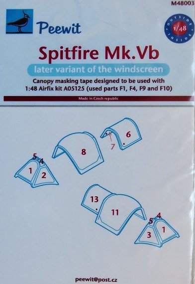 1/48 Canopy mask Spitfire Mk.Vb  late (AIRFIX)