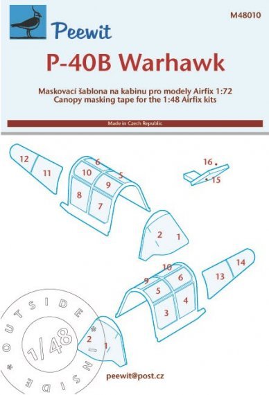 1/48 Canopy mask P-40B Warhawk