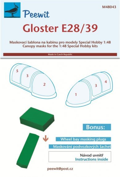1/48 Canopy mask Gloster E28/39 for Special Hobby
